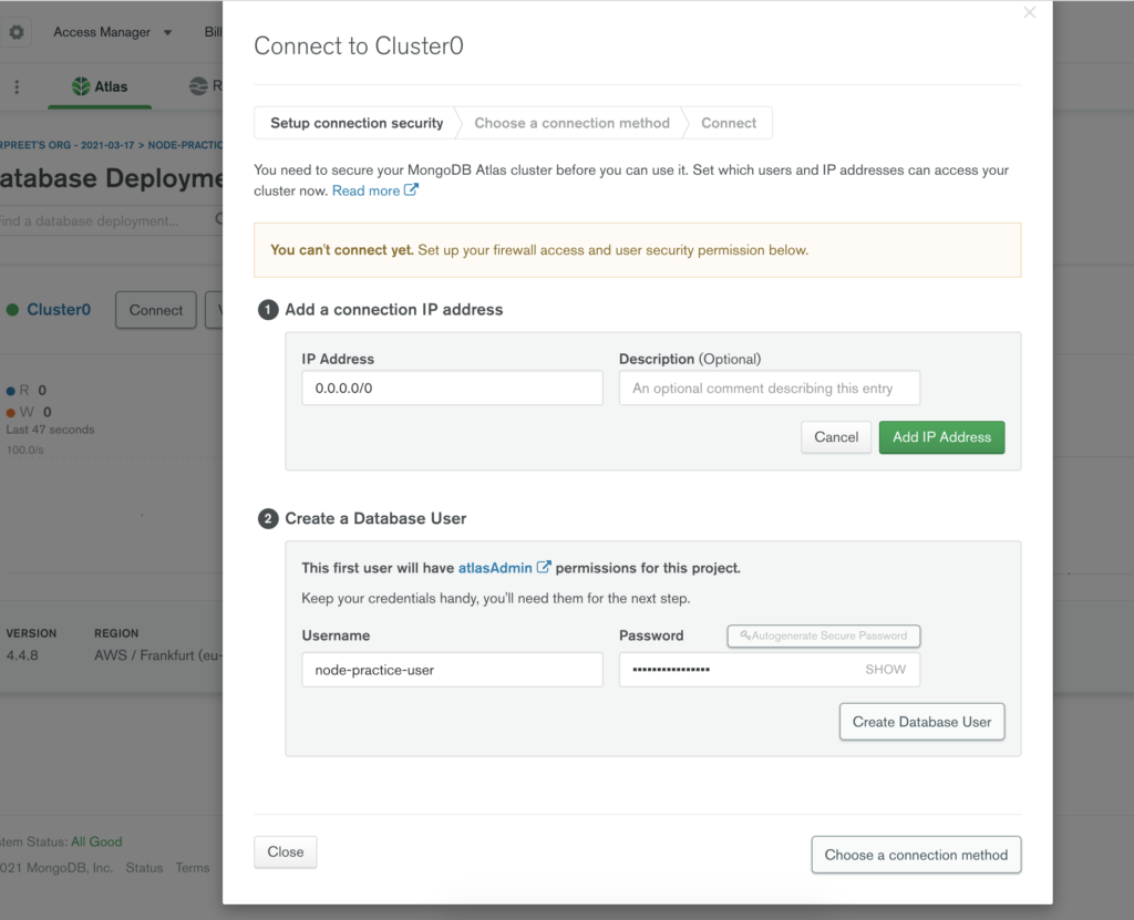 create a database user create a database user